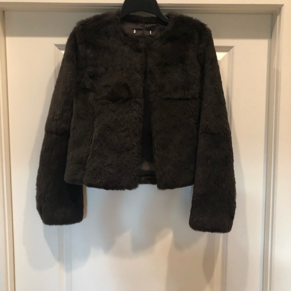 Theory Rabbit Fur Jacket Brown PREOWNED the tag is missing, manufacturer in coat - Picture 3 of 13